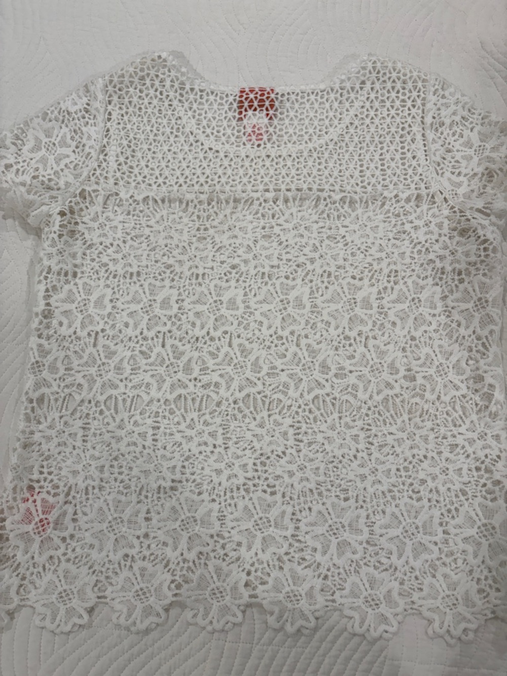 hearts of palm White Crochet Lace Short Sleeve Top - Picture 7 of 11